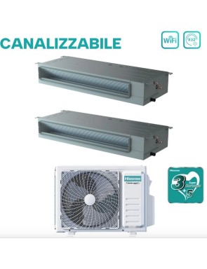 Climatizzatore Hisense Dual Split Inverter Canalizzato Canalizzabile 12+12 con 3AMW72U4RJC R-32 Wi-Fi Optional 12000+12000